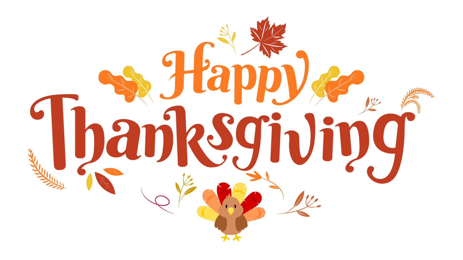 Thanksgiving graphic with leaves and turkey