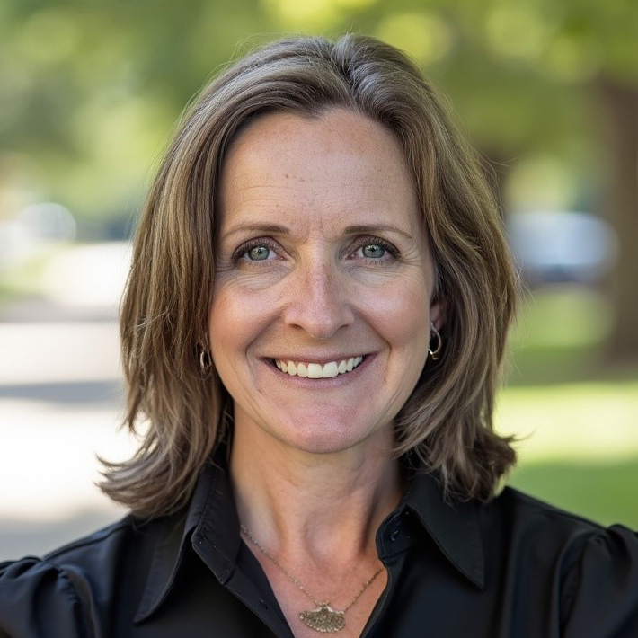 Photo of woman wearing a black blazer outside